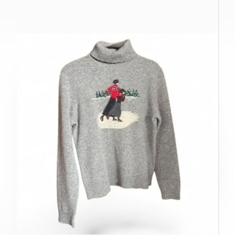 Vintage Ralph Lauren Gray Lambswool Turtleneck Ice Skaters Sweater MP - Picture 9 of 9